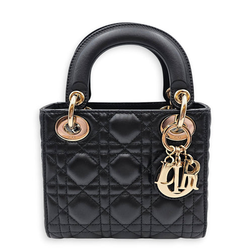 Mini Lady Dior Black Top Handle Bag in Lambskin Gold hardware CL2606-22003 1