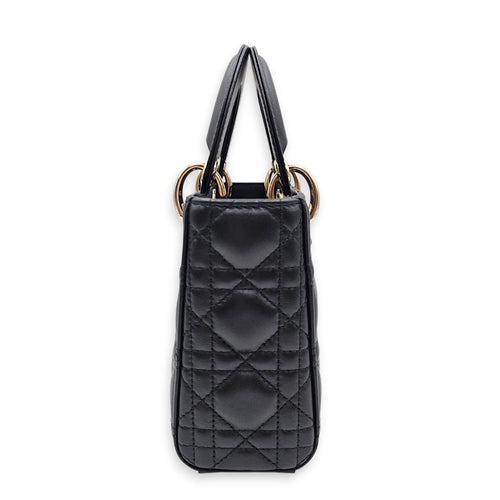 Mini Lady Dior Black Top Handle Bag in Lambskin Gold hardware CL2606-22003 4
