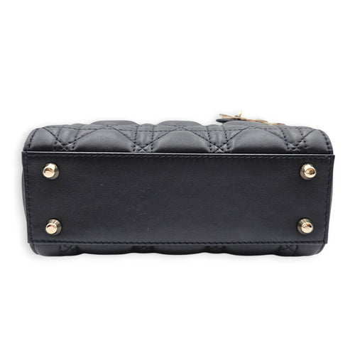 Mini Lady Dior Black Top Handle Bag in Lambskin Gold hardware CL2606-22003 5