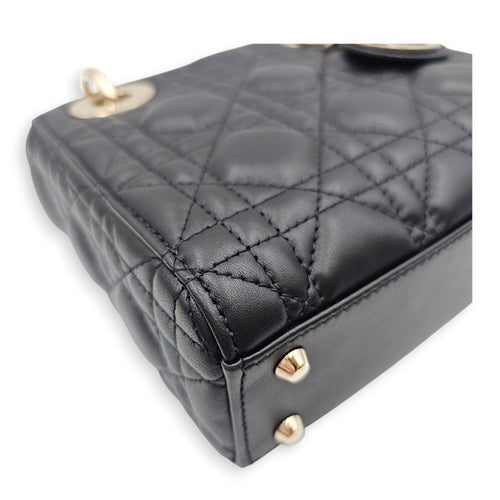 Mini Lady Dior Black Top Handle Bag in Lambskin Gold hardware CL2606-22003 7