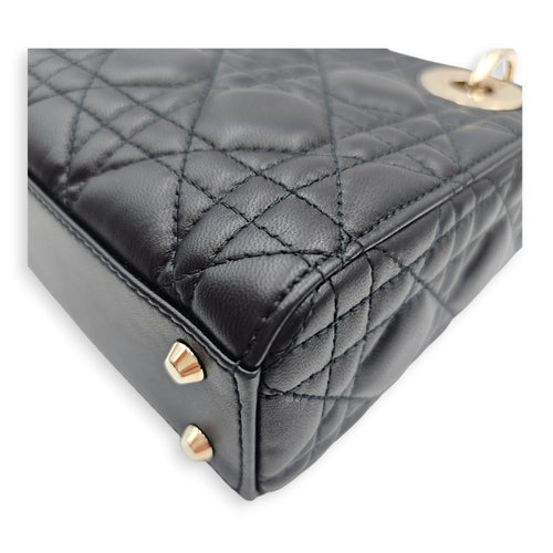 Mini Lady Dior Black Top Handle Bag in Lambskin Gold hardware CL2606-22003 8