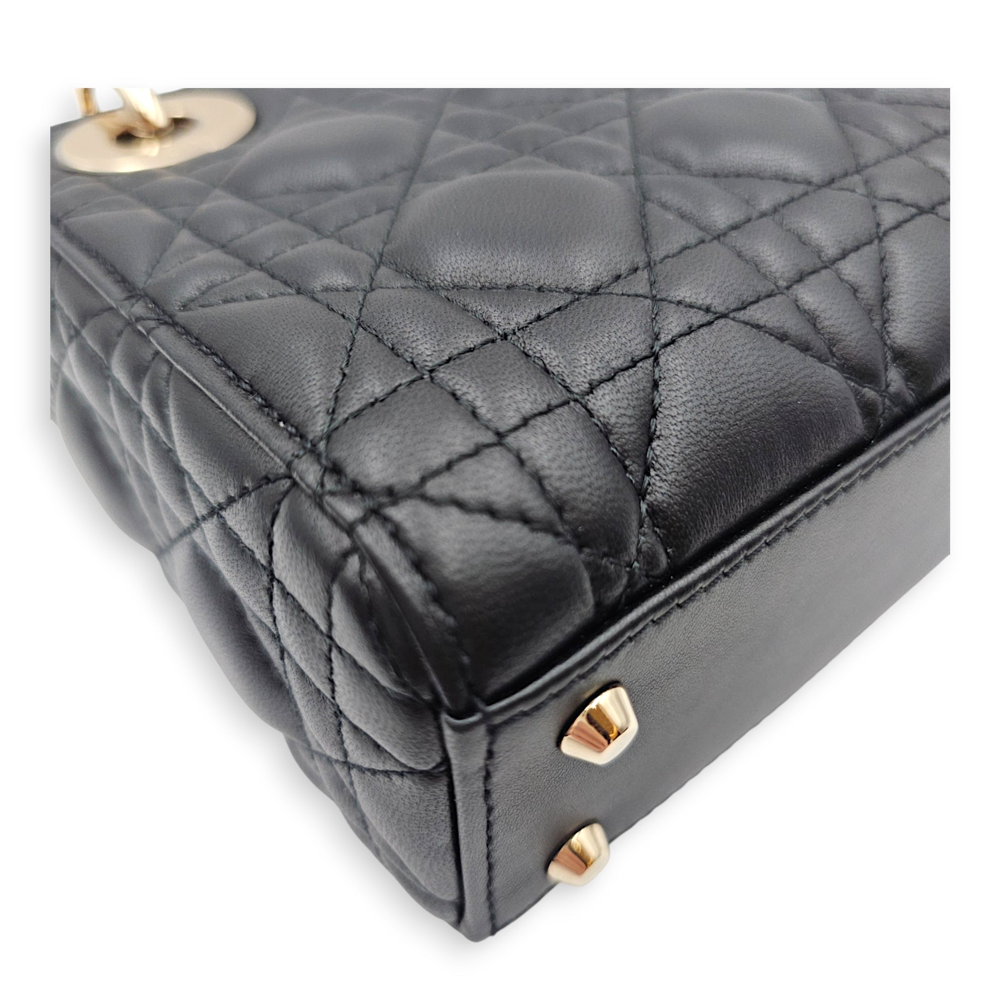 Mini Lady Dior Black Top Handle Bag in Lambskin Gold hardware CL2606-22003 9