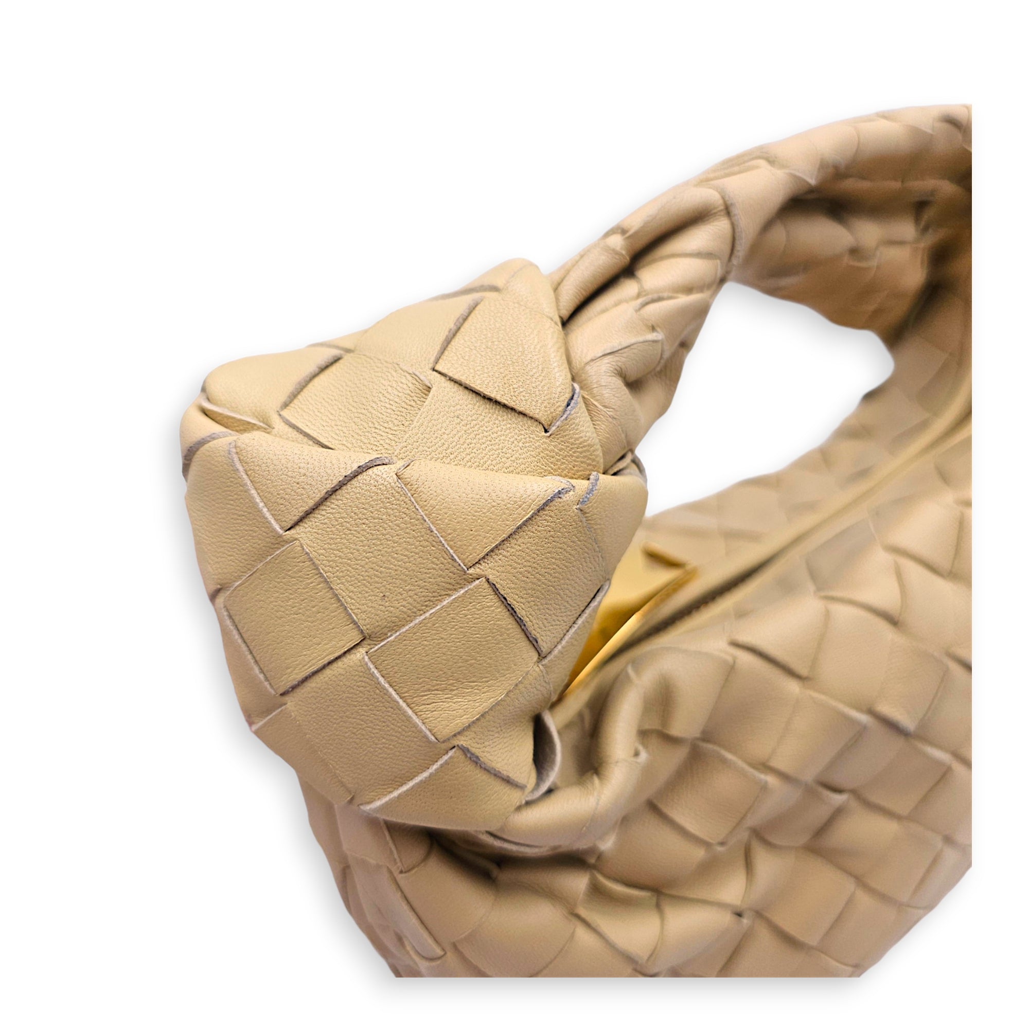 Jodie Intrecciato Mini Beige Top Handle Bag in Nappa Leather Gold hardware CL2606-22004 11