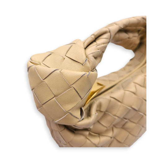 Jodie Intrecciato Mini Beige Top Handle Bag in Nappa Leather Gold hardware CL2606-22004 11