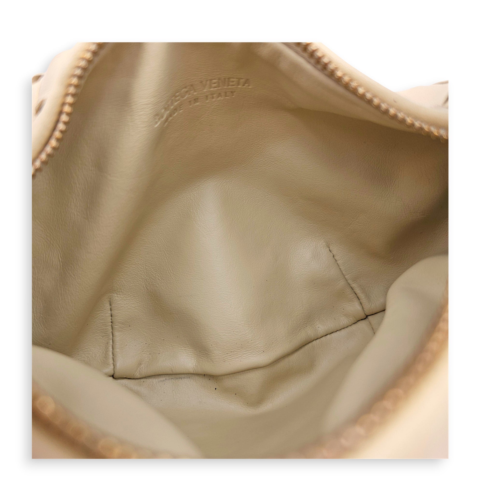 Jodie Intrecciato Mini Beige Top Handle Bag in Nappa Leather Gold hardware CL2606-22004 12