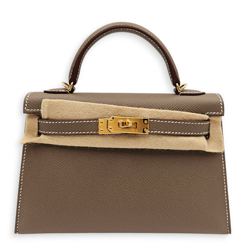 Sellier Kelly 20 Etoupe in Epsom Gold hardware CL2606-22014 1