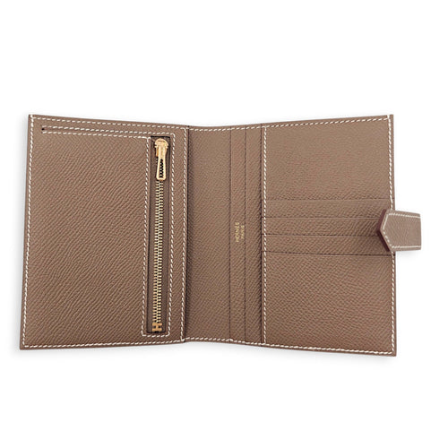 Bearn Etoupe Compact Wallet in Epsom Gold hardware CL2606-22015 3