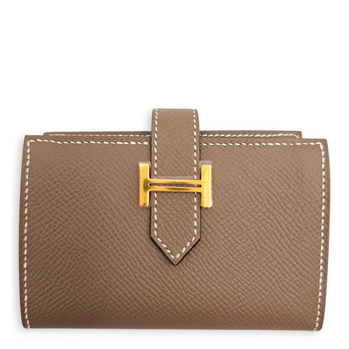 Bearn Etoupe Mini Wallet in Epsom Gold hardware CL2606-22016 1
