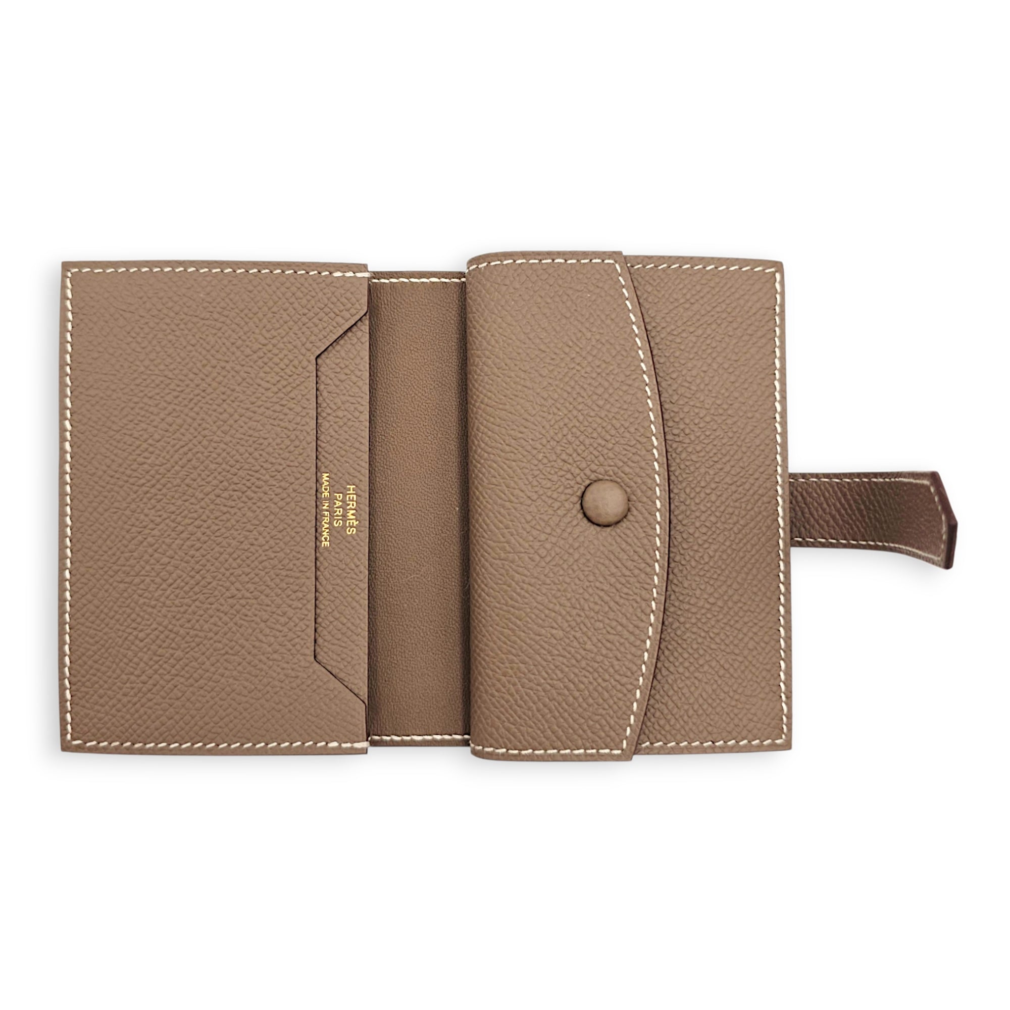 Bearn Etoupe Mini Wallet in Epsom Gold hardware CL2606-22016 3