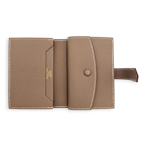 Bearn Etoupe Mini Wallet in Epsom Gold hardware CL2606-22016 3