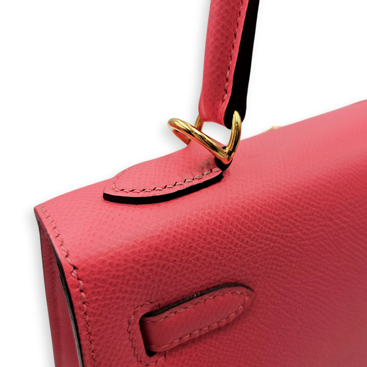 Sellier Kelly 25 Rose Azalee in Epsom Gold hardware
