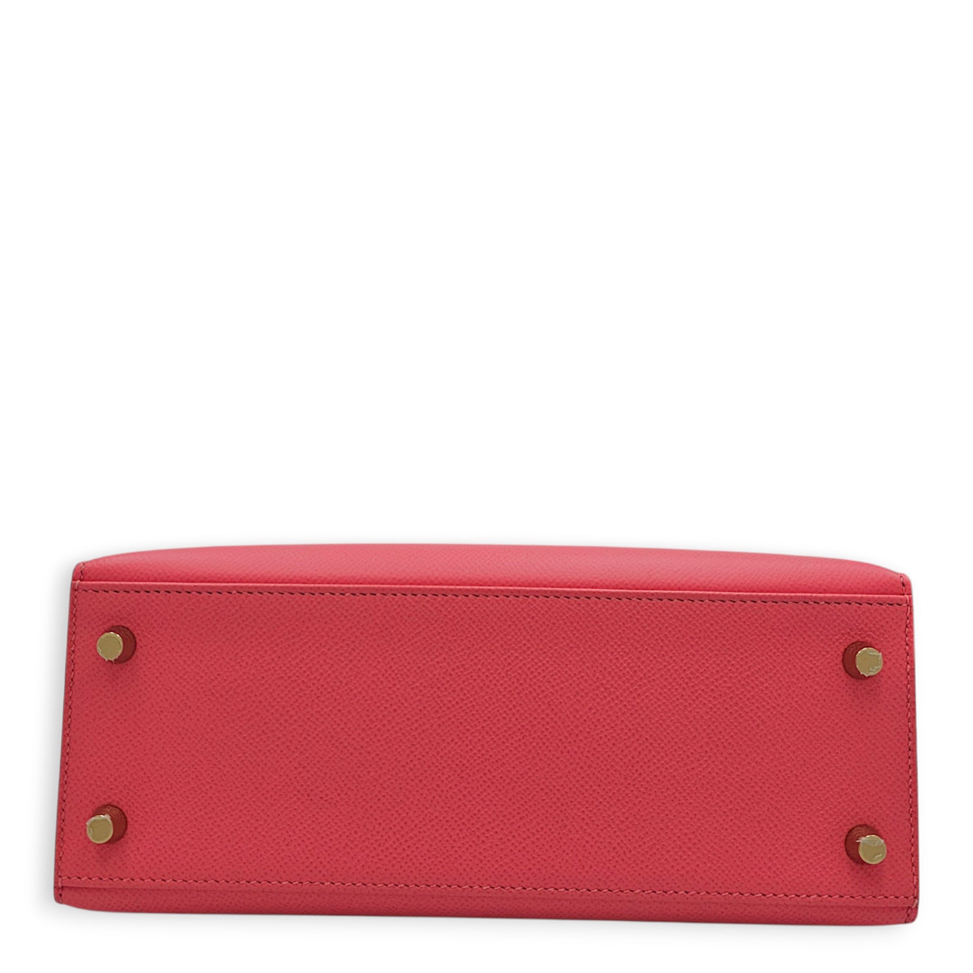 Sellier Kelly 25 Rose Azalee in Epsom Gold hardware CL2606-22034 5