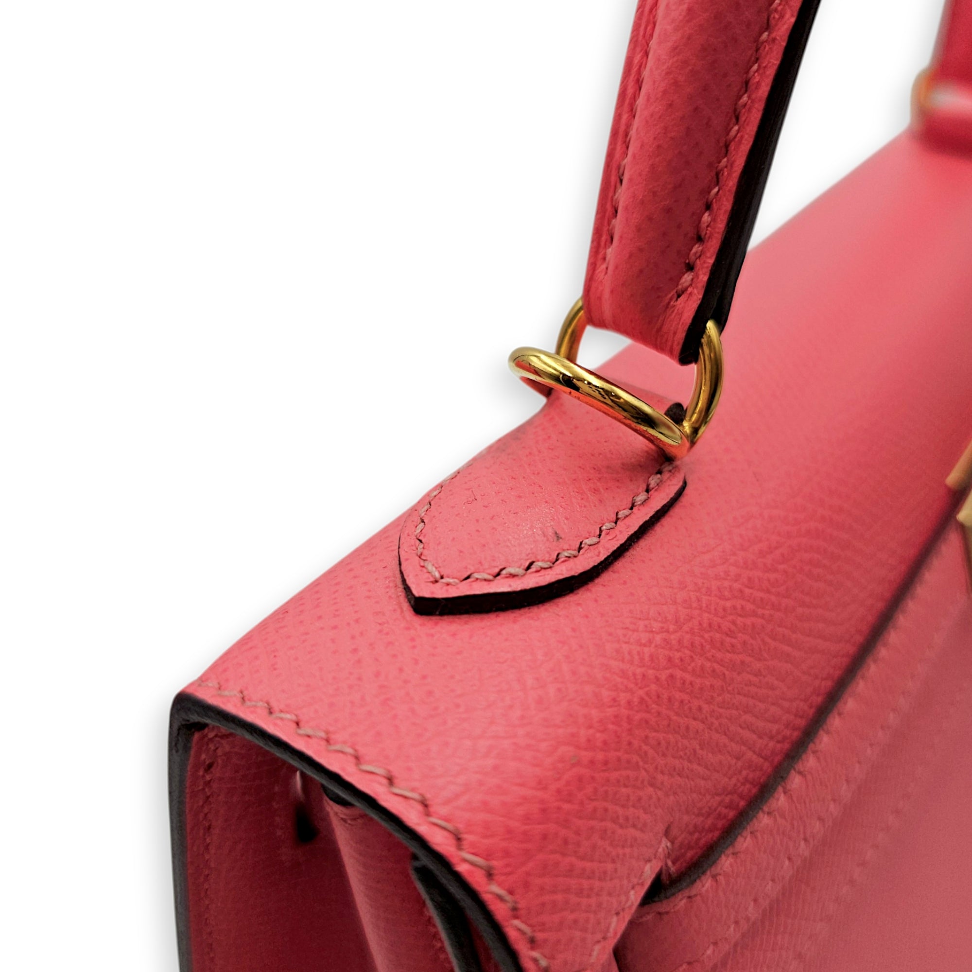 Sellier Kelly 25 Rose Azalee in Epsom Gold hardware CL2606-22034 8