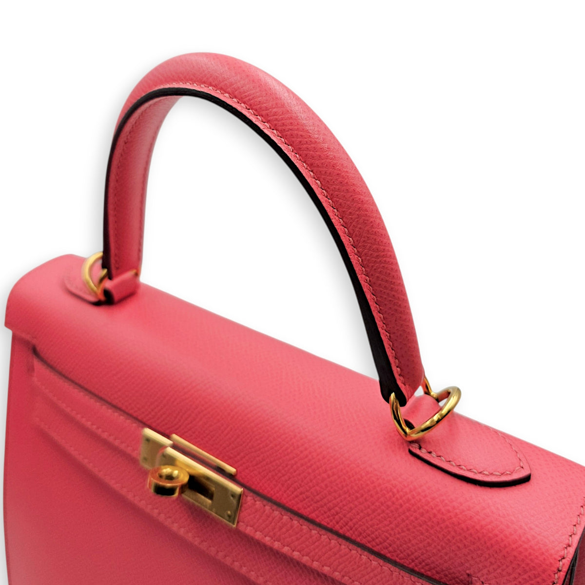 Sellier Kelly 25 Rose Azalee in Epsom Gold hardware