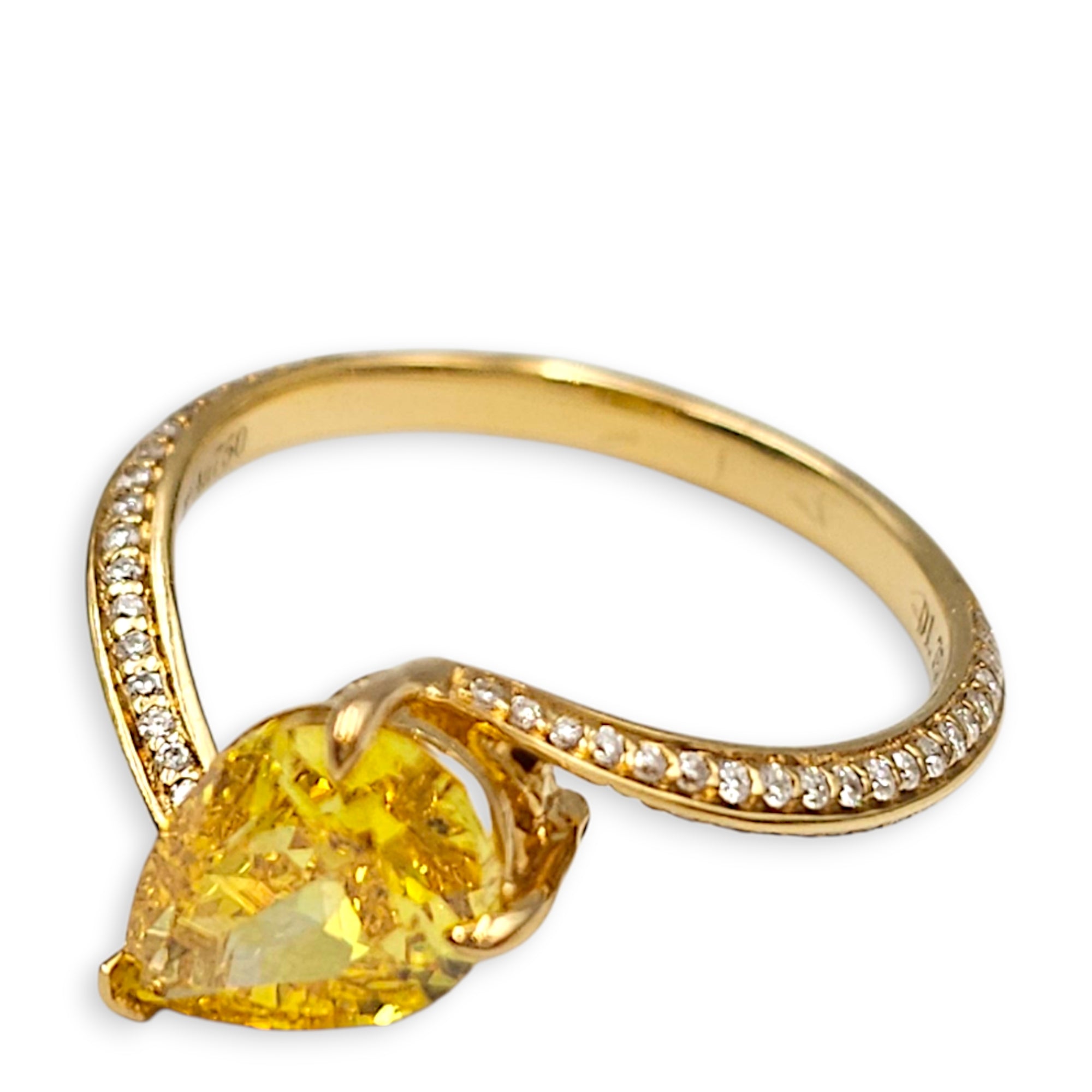 Pearl Brilliant (1.75 Carat) & Pear Modified Brilliant (1.75 Carat) 52 Ring (Set of 2) in E/Fancy Vivid Yellow CL2606-22038 3