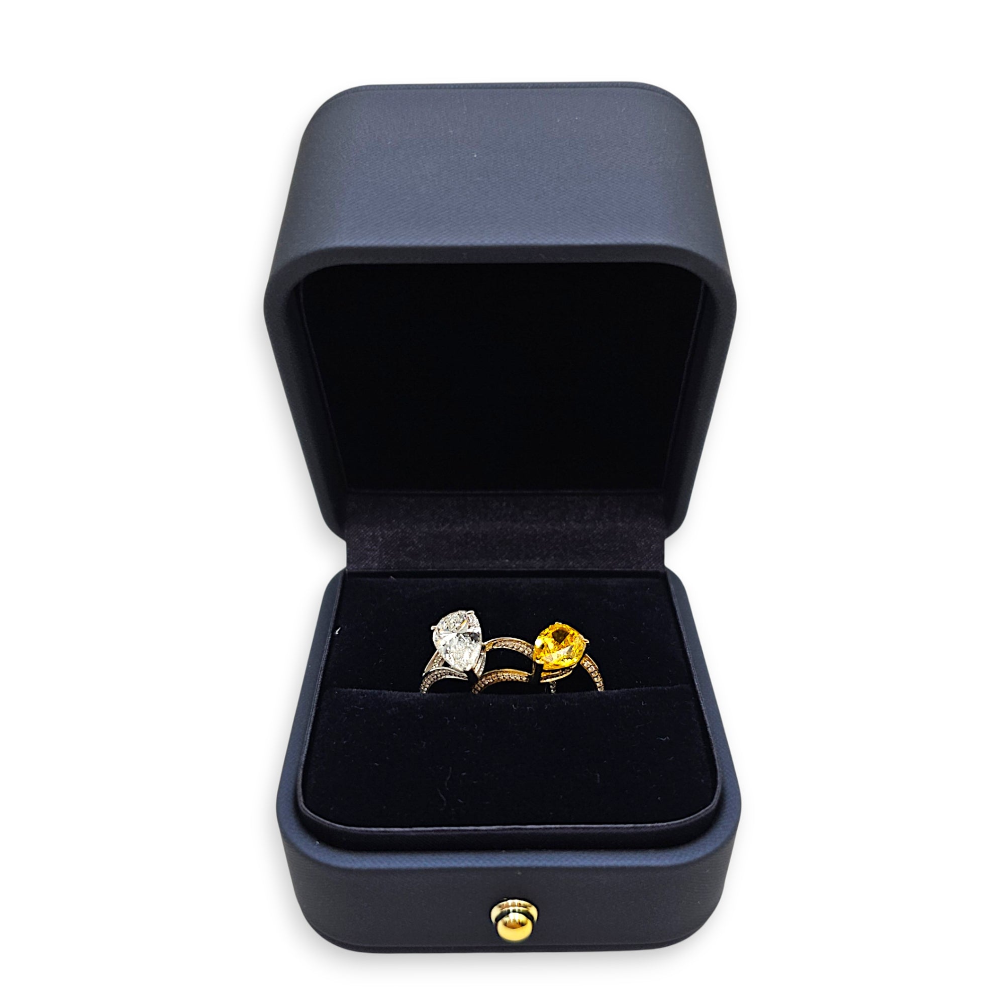 Pearl Brilliant (1.75 Carat) & Pear Modified Brilliant (1.75 Carat) 52 Ring (Set of 2) in E/Fancy Vivid Yellow CL2606-22038 5