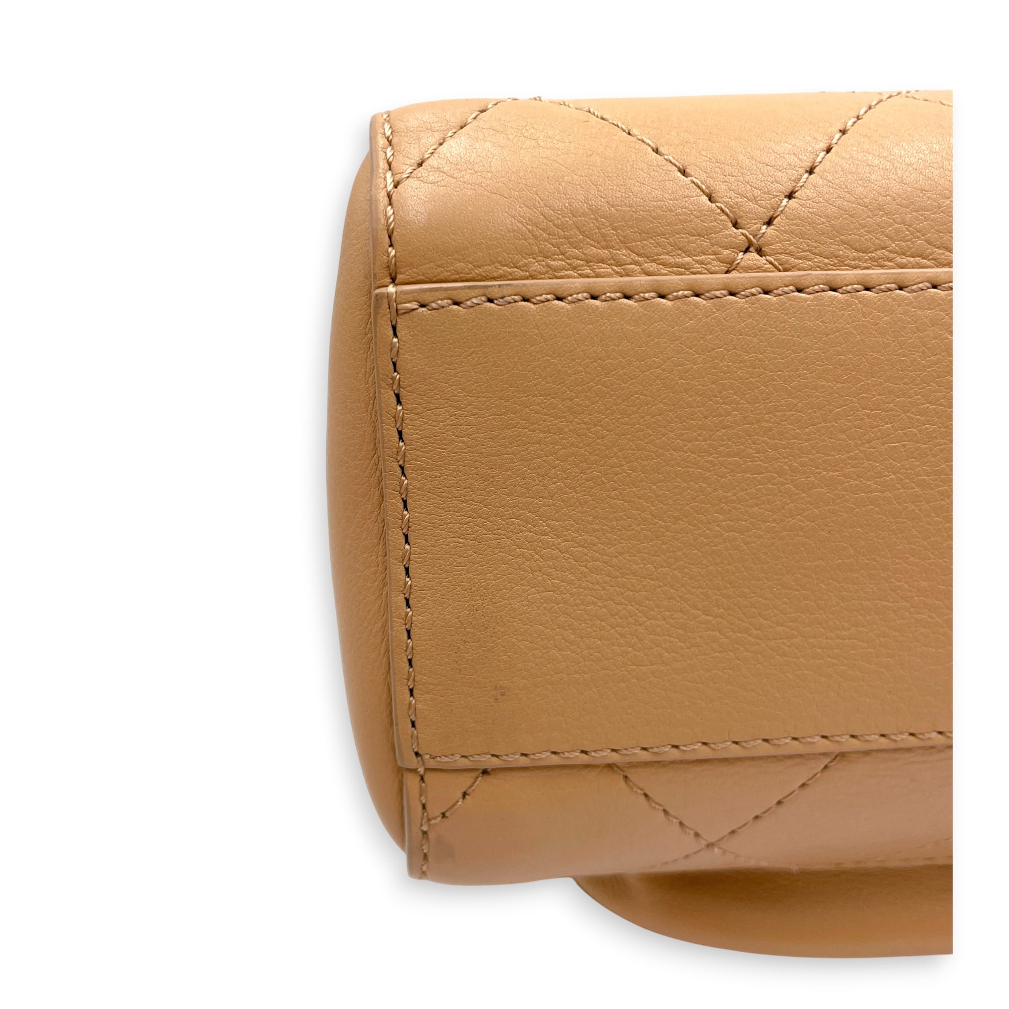 Covered Stitch CC Beige Shoulder Bag in Calfskin Gold hardware CL2606-22042 11