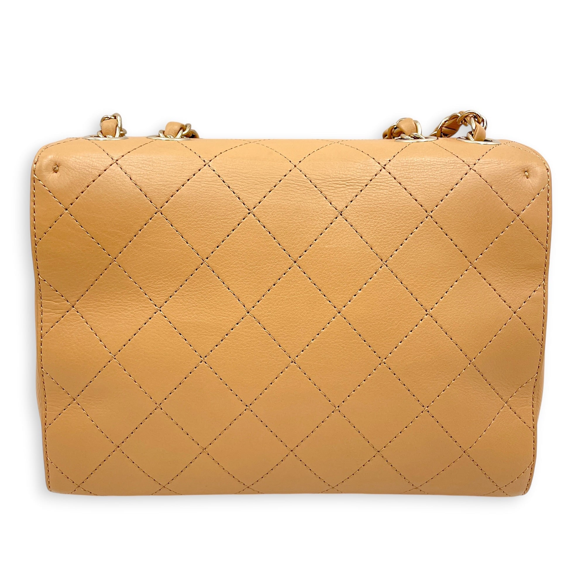 Covered Stitch CC Beige Shoulder Bag in Calfskin Gold hardware CL2606-22042 2