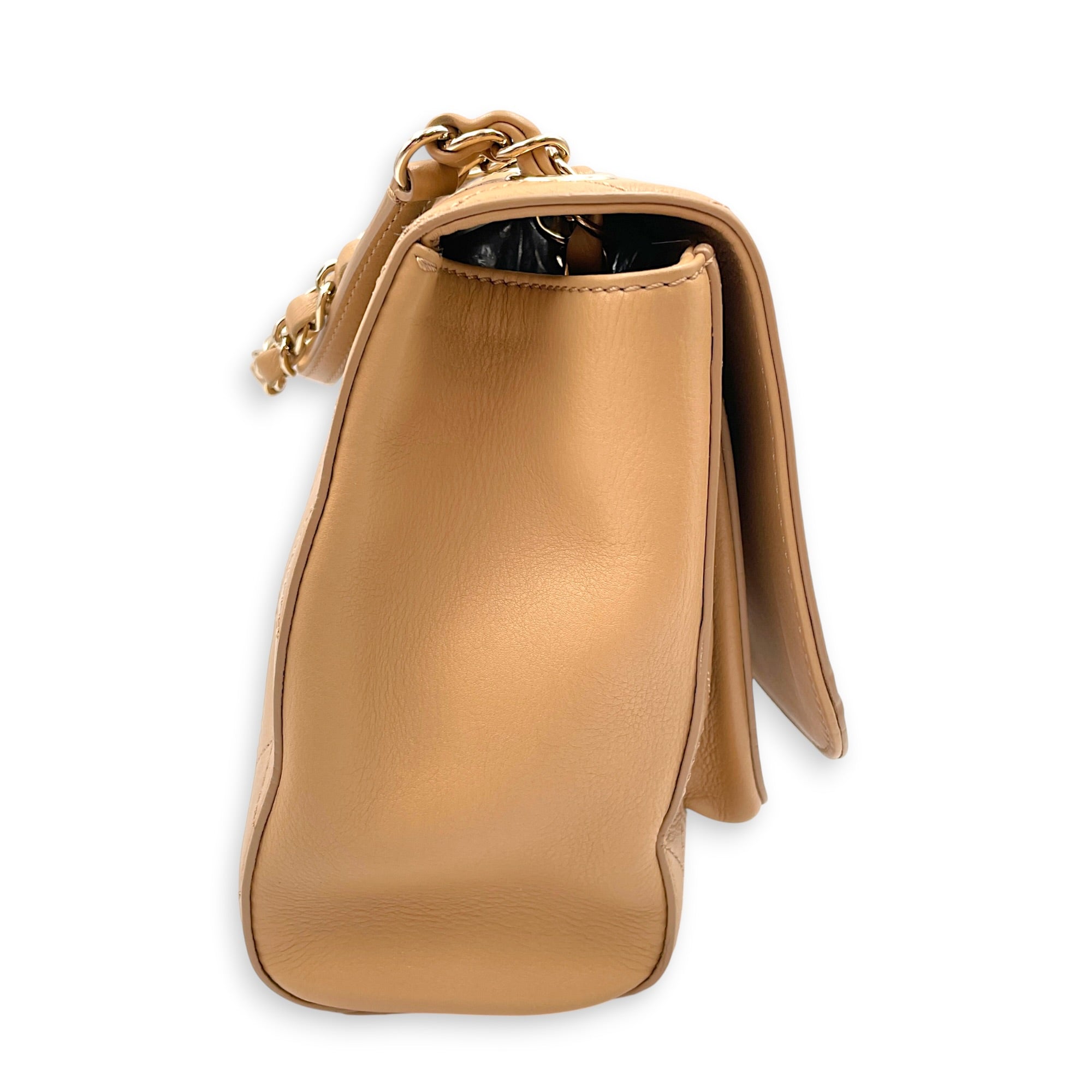 Covered Stitch CC Beige Shoulder Bag in Calfskin Gold hardware CL2606-22042 3