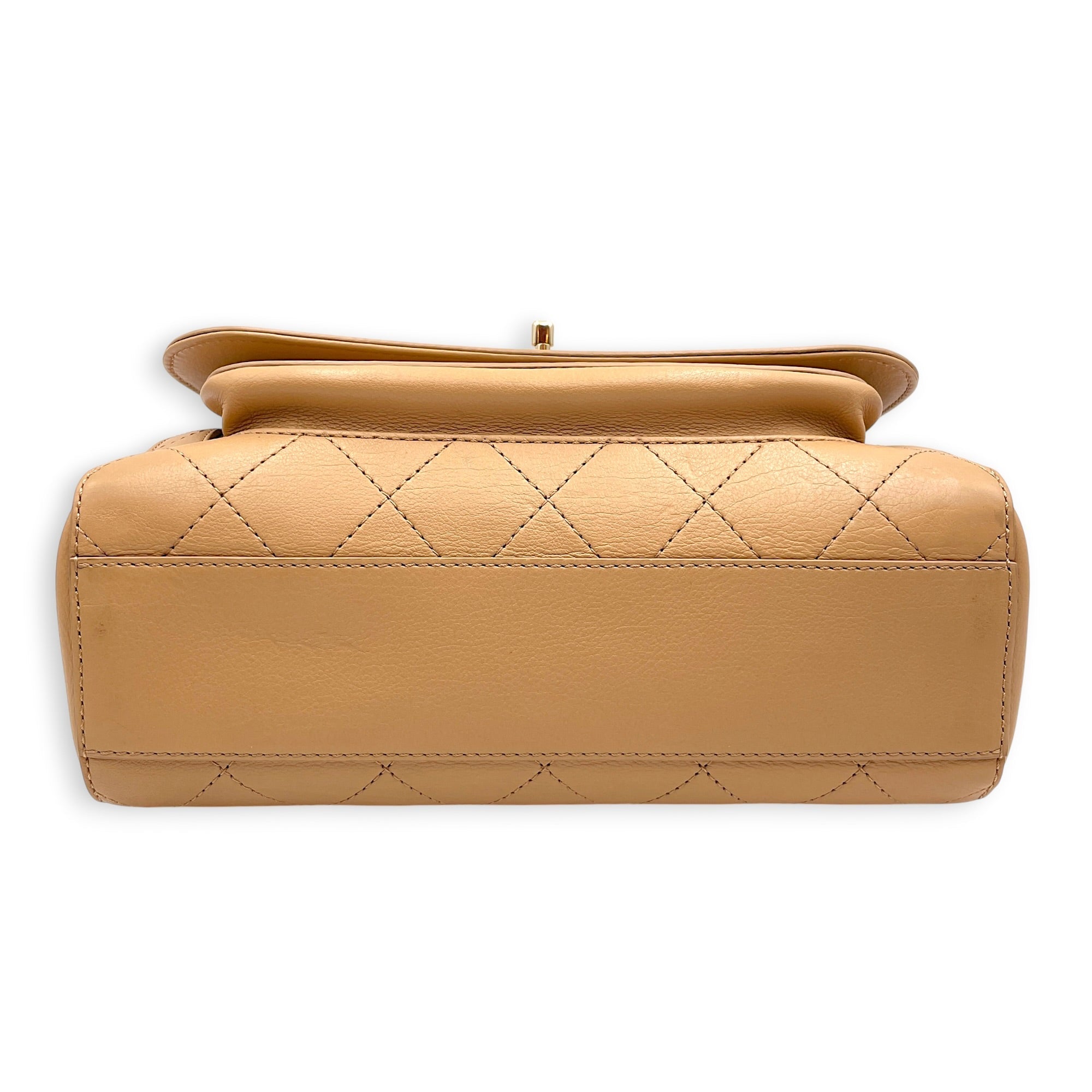 Covered Stitch CC Beige Shoulder Bag in Calfskin Gold hardware CL2606-22042 5