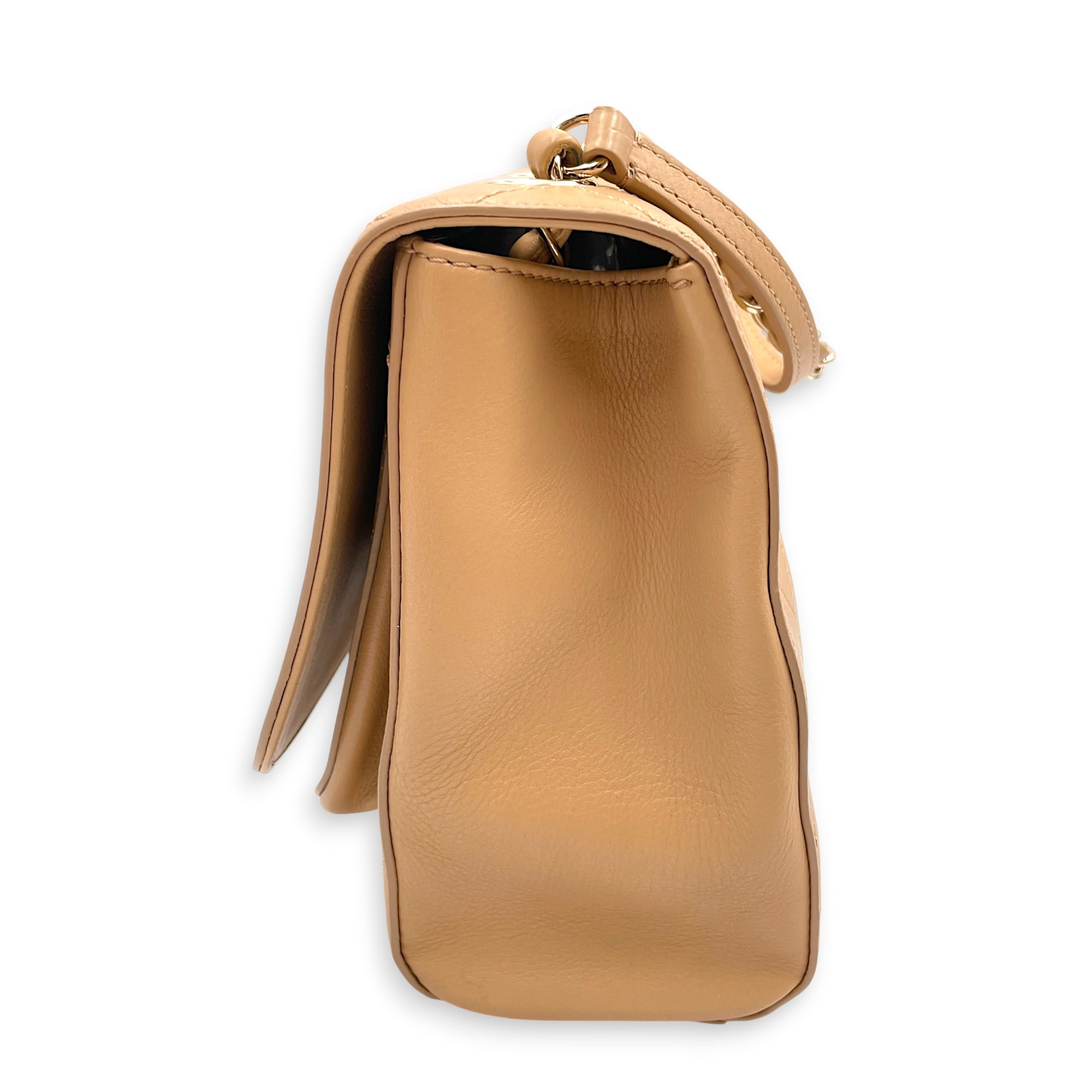 Covered Stitch CC Beige Shoulder Bag in Calfskin Gold hardware CL2606-22042 6