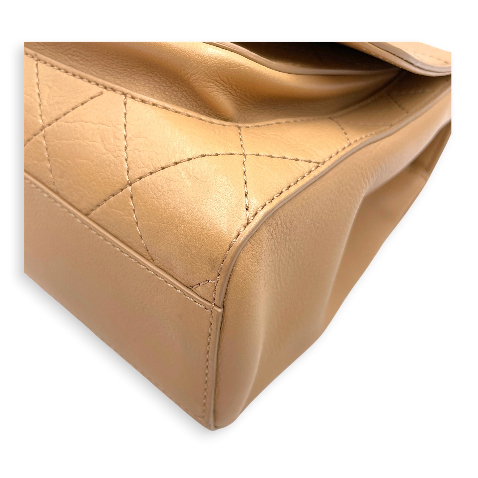 Covered Stitch CC Beige Shoulder Bag in Calfskin Gold hardware CL2606-22042 9