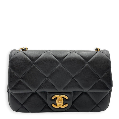 Twin Pearls Small Black Crossbody Bag in Calfskin Matte Gold hardware CL2606-22044 1