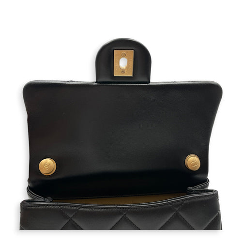 Twin Pearls Small Black Crossbody Bag in Calfskin Matte Gold hardware CL2606-22044 12