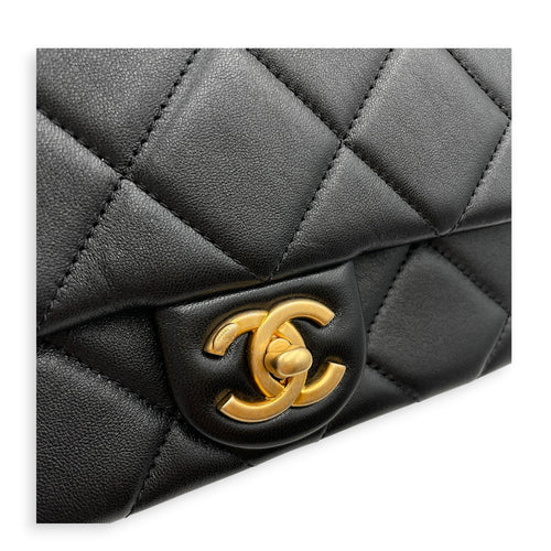 Twin Pearls Small Black Crossbody Bag in Calfskin Matte Gold hardware CL2606-22044 13