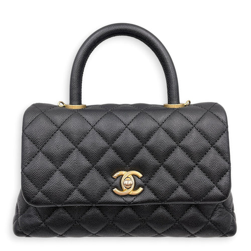 Coco Handle Quilted Black Top Handle Bag Ruthenium-finish Brass hardware CL2606-22046 1