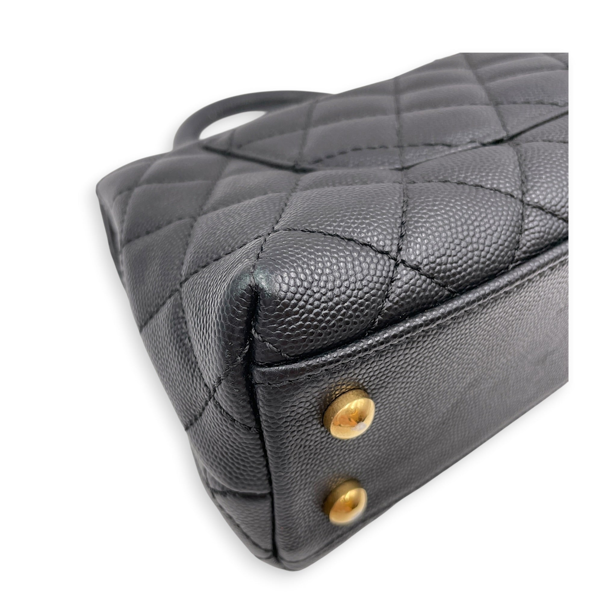 Coco Handle Quilted Black Top Handle Bag Ruthenium-finish Brass hardware CL2606-22046 10
