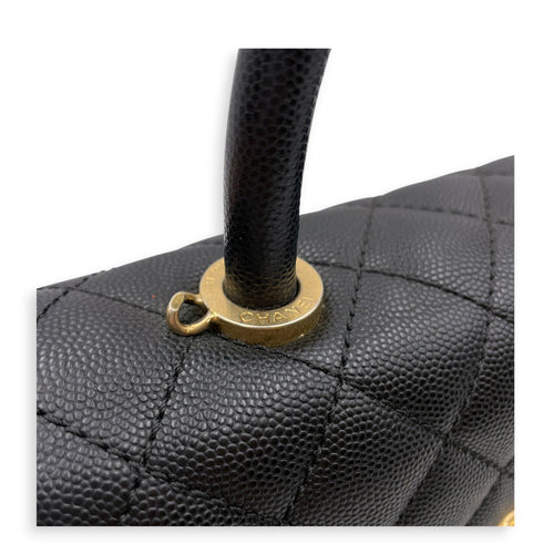 Coco Handle Quilted Black Top Handle Bag Ruthenium-finish Brass hardware CL2606-22046 14