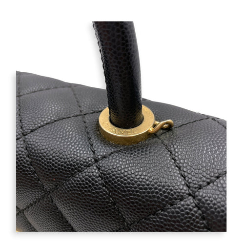 Coco Handle Quilted Black Top Handle Bag Ruthenium-finish Brass hardware CL2606-22046 15