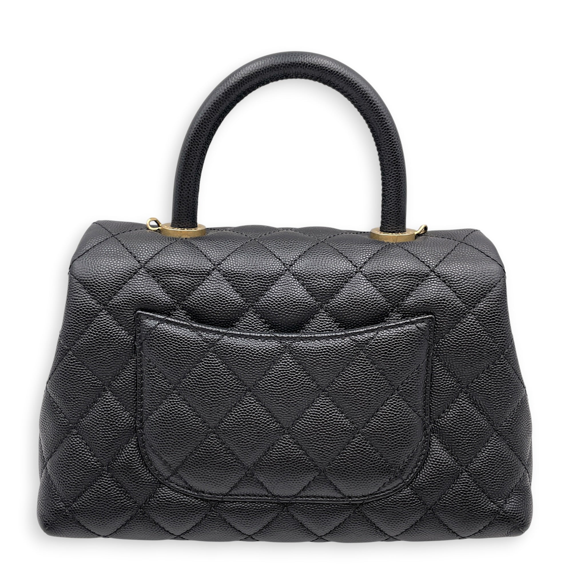 Coco Handle Quilted Black Top Handle Bag Ruthenium-finish Brass hardware CL2606-22046 2
