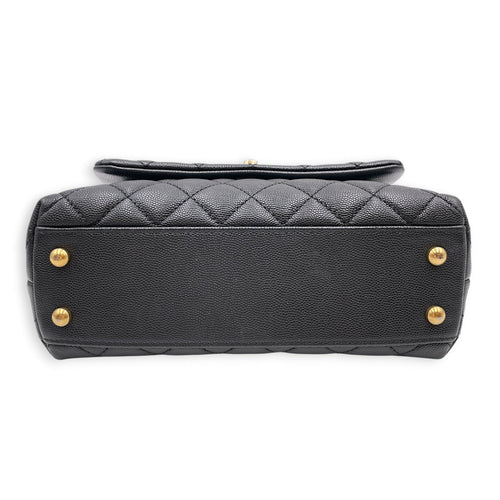 Coco Handle Quilted Black Top Handle Bag Ruthenium-finish Brass hardware CL2606-22046 3