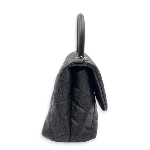 Coco Handle Quilted Black Top Handle Bag Ruthenium-finish Brass hardware CL2606-22046 5