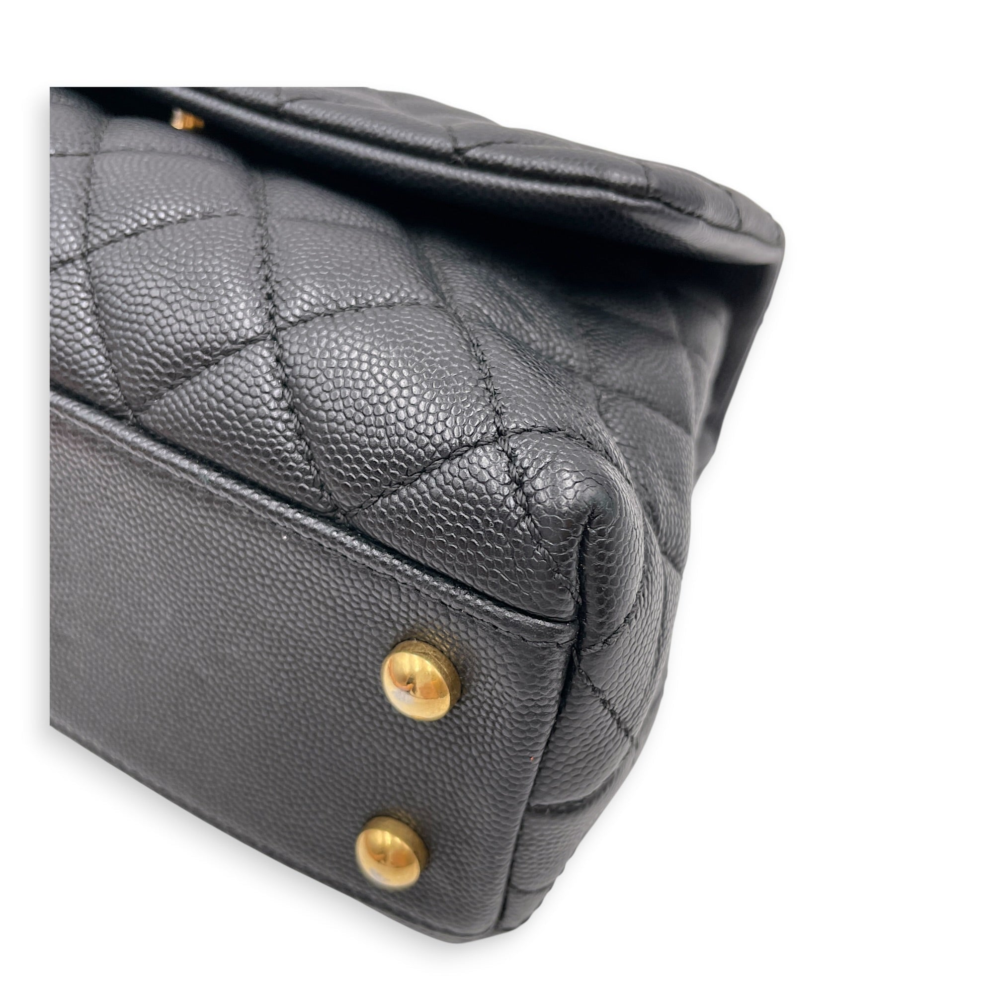 Coco Handle Quilted Black Top Handle Bag Ruthenium-finish Brass hardware CL2606-22046 7