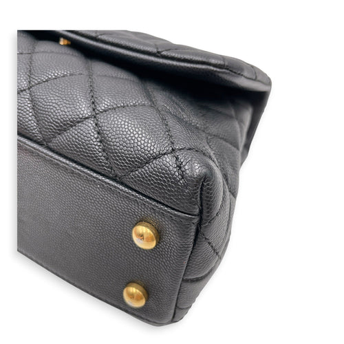 Coco Handle Quilted Black Top Handle Bag Ruthenium-finish Brass hardware CL2606-22046 7