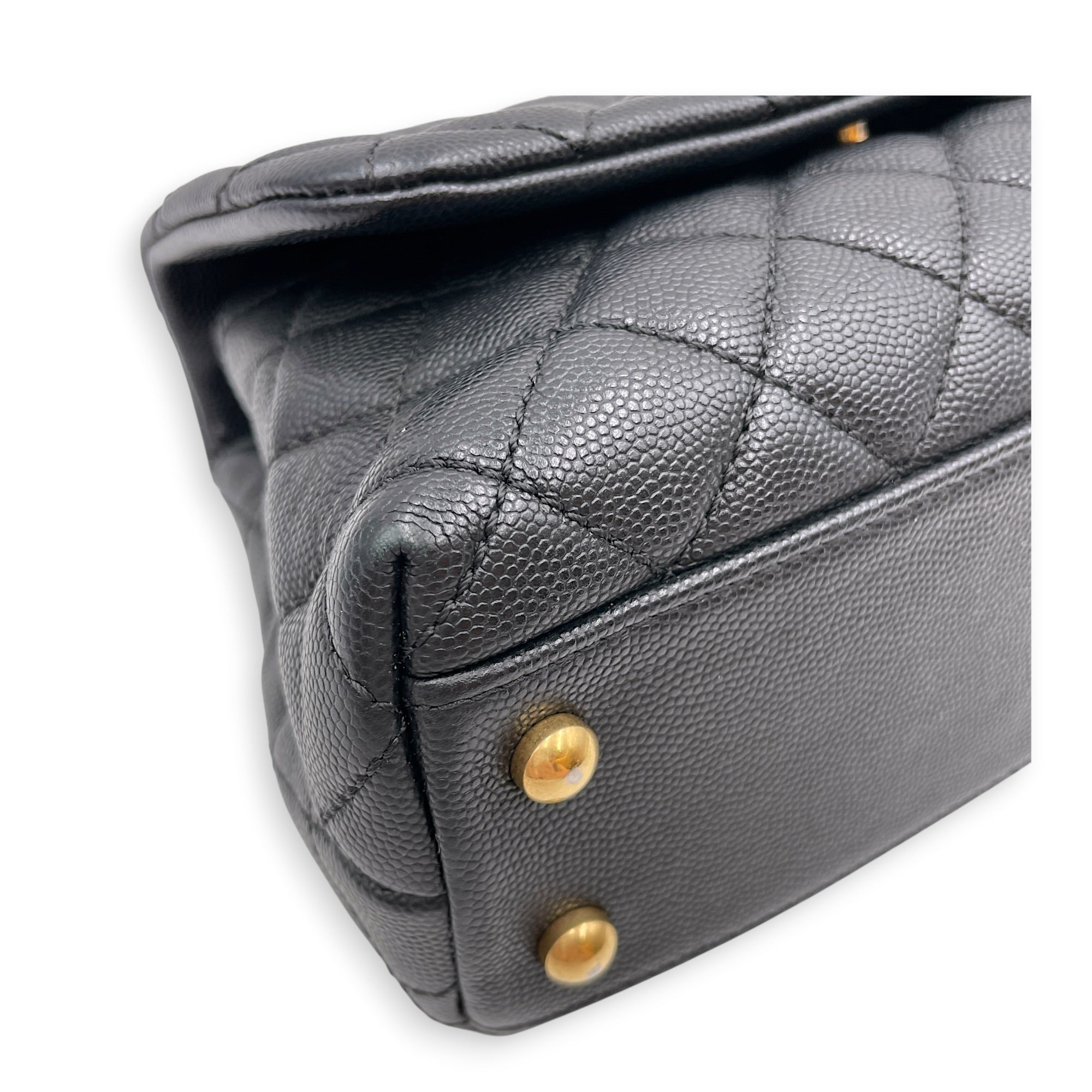 Coco Handle Quilted Black Top Handle Bag Ruthenium-finish Brass hardware CL2606-22046 8
