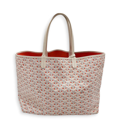 Saint Louis White Tote Bag in Coated Canvas Silver hardware CL2606-22047 2