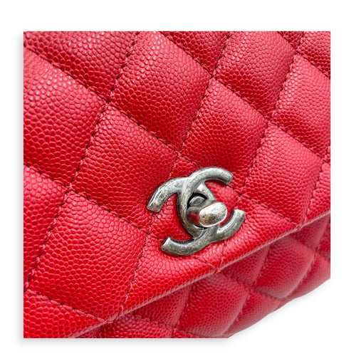 Coco Handle Quilted Red Top Handle Bag Ruthenium-finish Brass hardware CL2606-22048 10