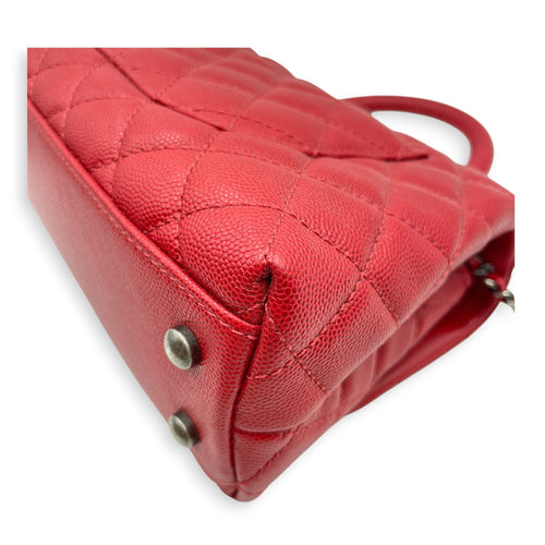 Coco Handle Quilted Red Top Handle Bag Ruthenium-finish Brass hardware CL2606-22048 11