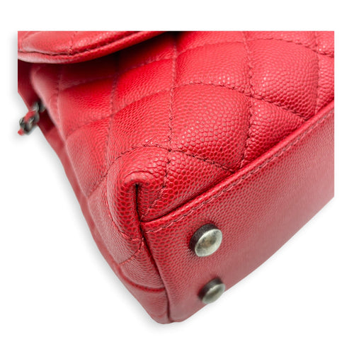 Coco Handle Quilted Red Top Handle Bag Ruthenium-finish Brass hardware CL2606-22048 6