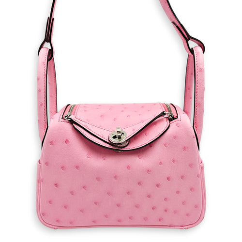 Lindy II Mini Rose Bubblegum in Ostrich Palladium hardware CL2606-22052 1