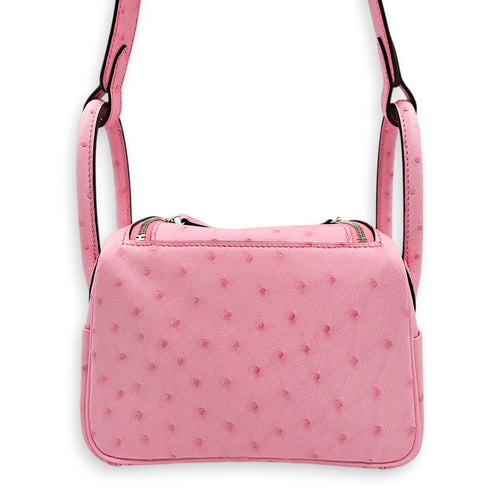 Lindy II Mini Rose Bubblegum in Ostrich Palladium hardware CL2606-22052 2