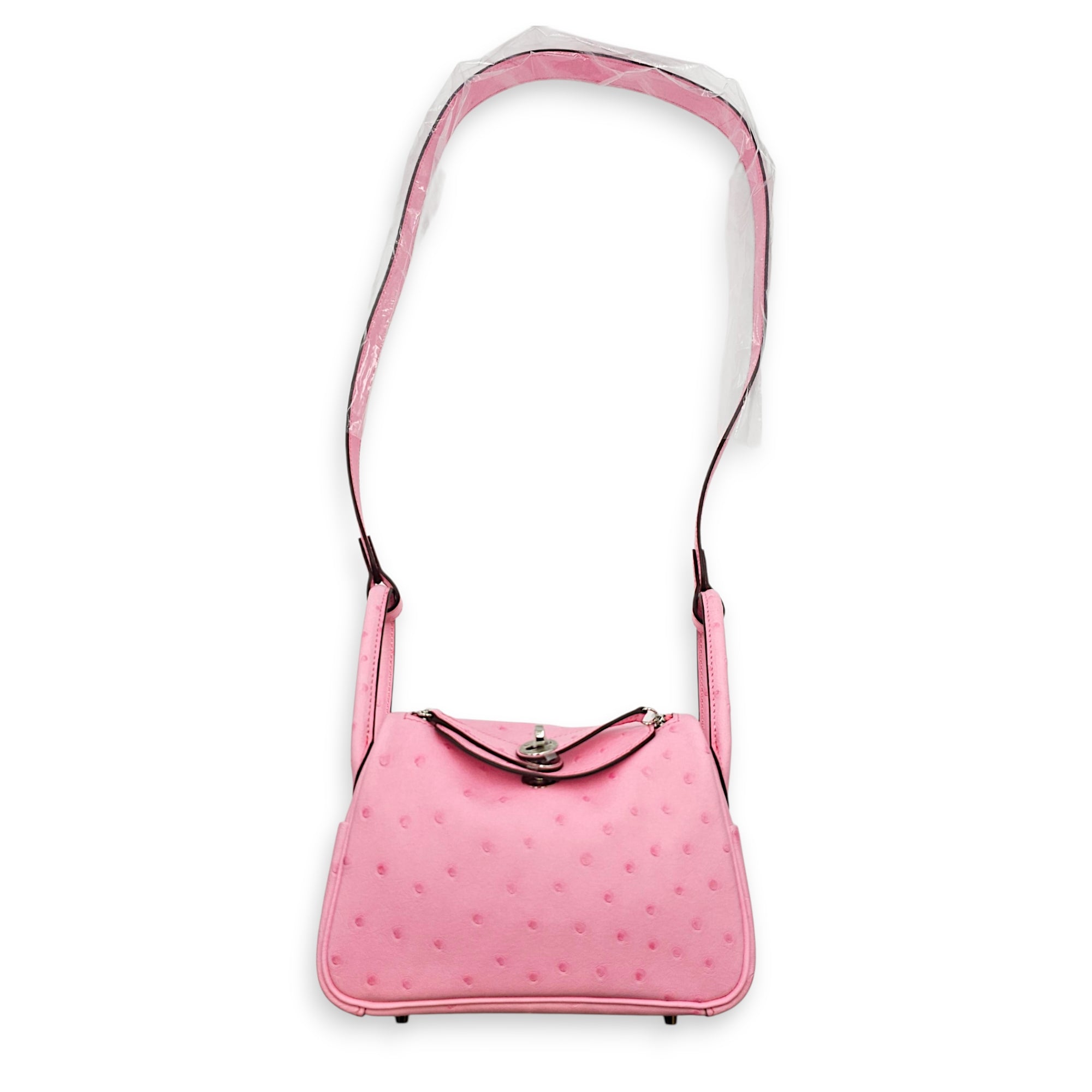 Lindy II Mini Rose Bubblegum in Ostrich Palladium hardware CL2606-22052 3
