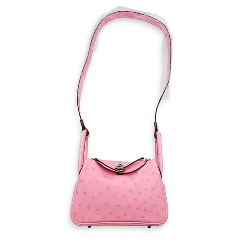 Lindy II Mini Rose Bubblegum in Ostrich Palladium hardware CL2606-22052 3