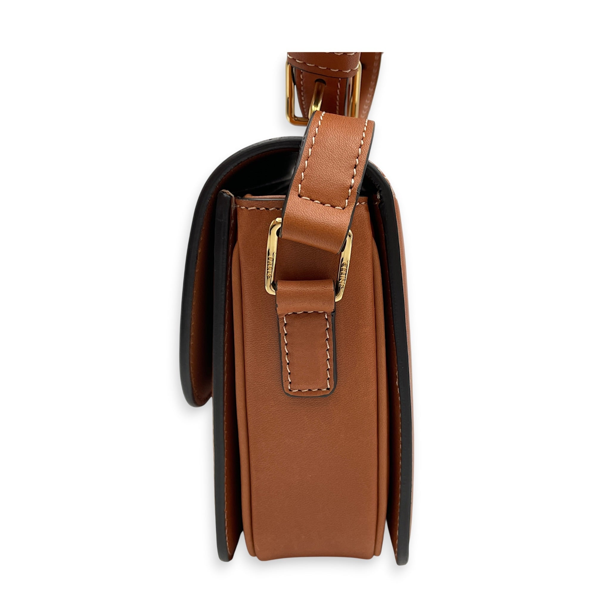 Triomphe Teen Tan Crossbody Bag in Calfskin Gold hardware CL2606-22053 4