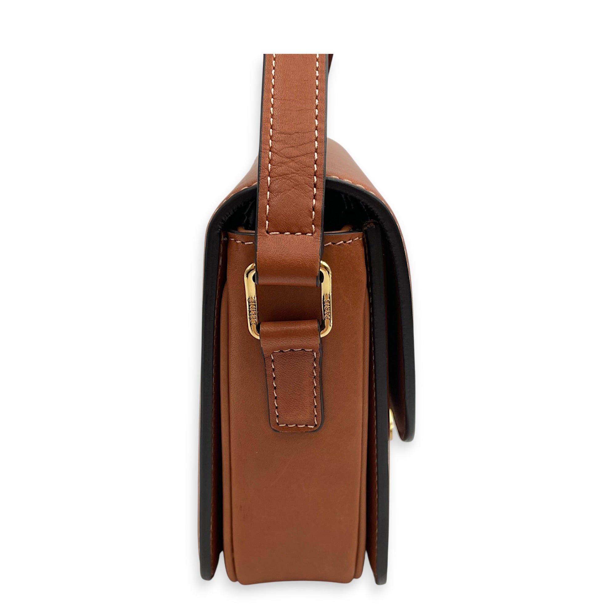Triomphe Teen Tan Crossbody Bag in Calfskin Gold hardware CL2606-22053 5