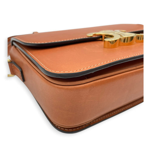 Triomphe Teen Tan Crossbody Bag in Calfskin Gold hardware CL2606-22053 8
